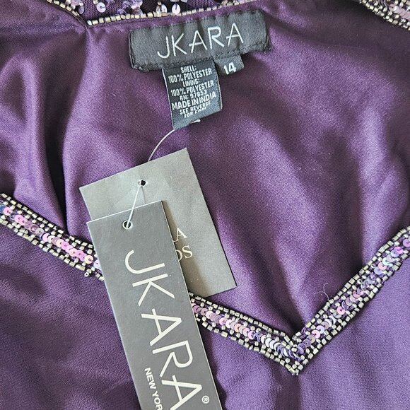 NWT J Kara Women's Caplet Short Cocktail Beaded Dress, sz 14 - Picture 3 of 8